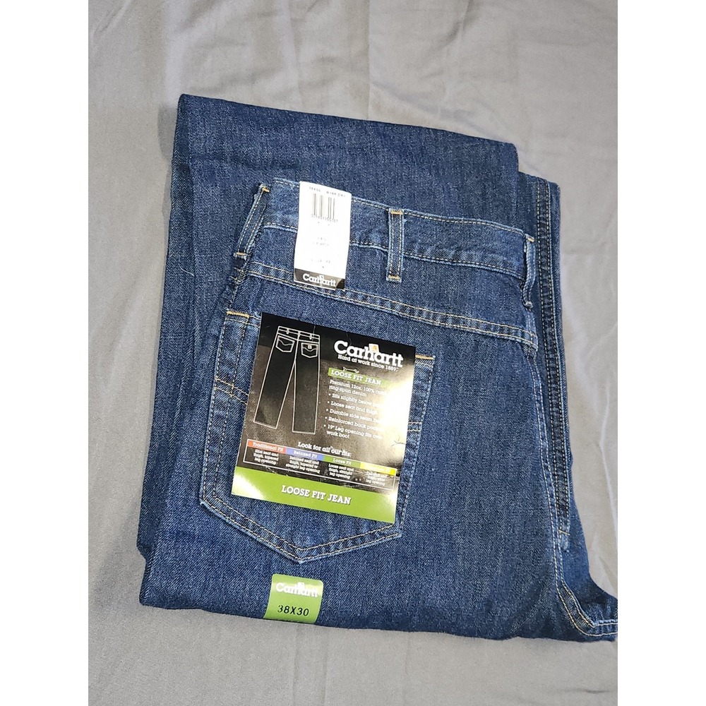 Carhartt B166 DKI Men's Loose Fit Jeans Blue Denim Work Pants 38x30-Discontinued